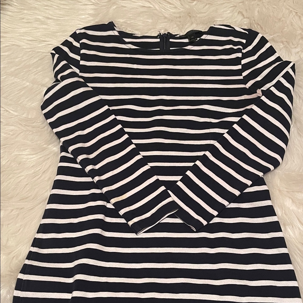 J. Crew Black and White Striped Dress